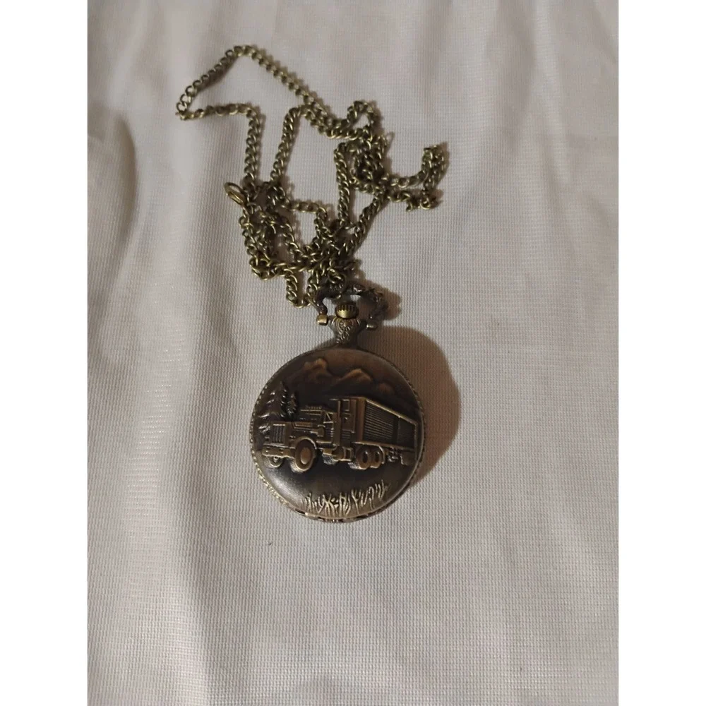 Watch-It Pocket Watch Semi Truck Logo Quartz Movement